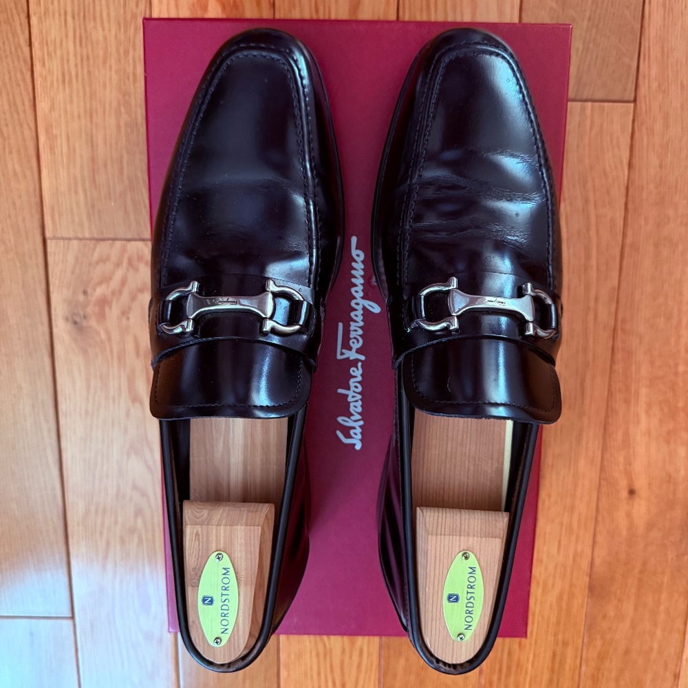 Salvatore Ferragamo, Men's Loafers, Black, Size 8.5